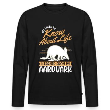 Aardvark Cadeau Aardvark - T-shirt manches longues Premium bio Homme - noir - Devant - Nico (187cm)