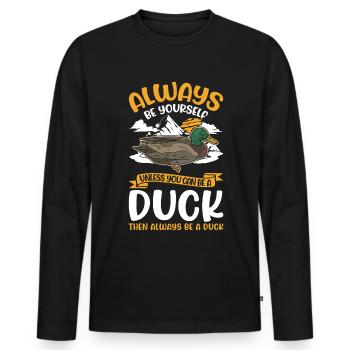 Ducks Gift Duck Duck Breeder - Men's Premium Organic Long Sleeve Shirt - black - Front - Nico (187cm)