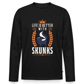 La vie est meilleure avec une moufette - T-shirt manches longues Premium bio Homme - noir - Devant - Nico (187cm)