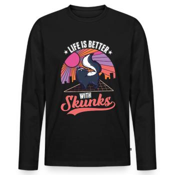La vie est meilleure avec une moufette - T-shirt manches longues Premium bio Homme - noir - Devant - Nico (187cm)