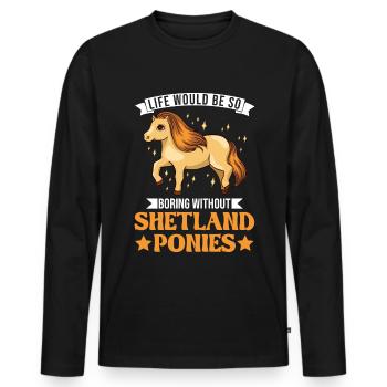 Shetland Pony Gift Shetty - Men's Premium Organic Long Sleeve Shirt - black - Front - Nico (187cm)