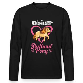 Shetland Pony Cadeau Shetty - T-shirt manches longues Premium bio Homme - noir - Devant - Nico (187cm)
