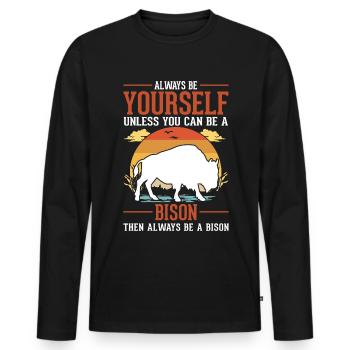 Soyez toujours vous-même Bison Buffle Büffel - T-shirt manches longues Premium bio Homme - noir - Devant - Nico (187cm)
