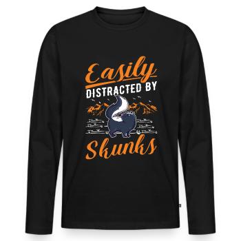 Easily distracted by Skunks Stinktier - Männer Premium Bio Langarmshirt - Schwarz - Vorne - Nico (187cm)