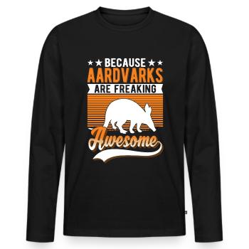 Aardvark Cadeau Aardvark - T-shirt manches longues Premium bio Homme - noir - Devant - Nico (187cm)