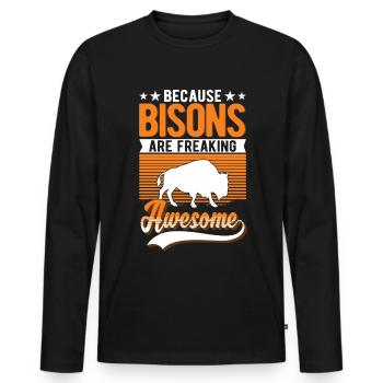 Buffalo Gift Bison Water Buffalo Buffalo - Men's Premium Organic Long Sleeve Shirt - black - Front - Nico (187cm)