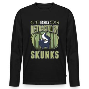 Facilement distrait par Skunks Skunk - T-shirt manches longues Premium bio Homme - noir - Devant - Nico (187cm)