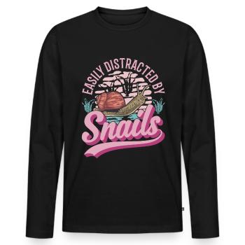 Snail Gift Vineyard Snail - Men's Premium Organic Long Sleeve Shirt - black - Front - Nico (187cm)