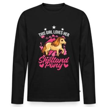 Shetland Pony Girl Gift Shetty - Men's Premium Organic Long Sleeve Shirt - black - Front - Nico (187cm)