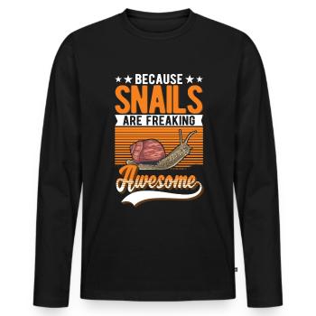 Escargot Cadeau Vignoble Escargot - T-shirt manches longues Premium bio Homme - noir - Devant - Nico (187cm)