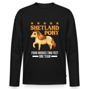 Shetland Pony 4 Hufen 2 Beine Ein Team - Männer Premium Bio Langarmshirt - Schwarz - Vorne - Nico (187cm)