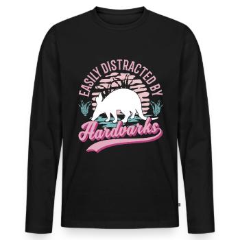 Facilement distrait par Aardvarks Aardvark Aardvark - T-shirt manches longues Premium bio Homme - noir - Devant - Nico (187cm)