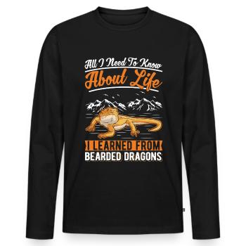 Bearded dragon Gift Pogona - Men's Premium Organic Long Sleeve Shirt - black - Front - Nico (187cm)
