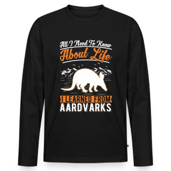 Erdferkel Geschenk Aardvark - Männer Premium Bio Langarmshirt - Schwarz - Vorne - Nico (187cm)