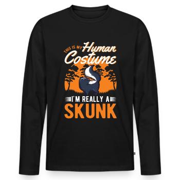 Costume de moufette Halloween - T-shirt manches longues Premium bio Homme - noir - Devant - Nico (187cm)