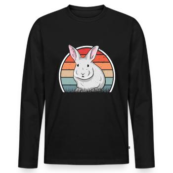 Lapin Rétro Lapin Lapin Vintage - T-shirt manches longues Premium bio Homme - noir - Devant - Nico (187cm)