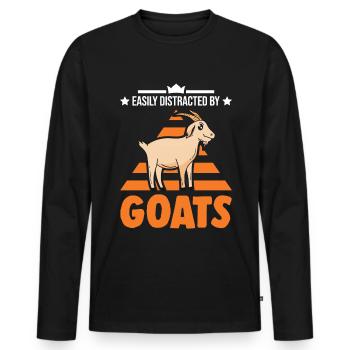 Facilement distrait par les chèvres Ziegenwirt Ziege - T-shirt manches longues Premium bio Homme - noir - Devant - Nico (187cm)