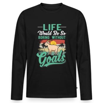 Goats Gift Goat Host Goat - Men's Premium Organic Long Sleeve Shirt - black - Front - Nico (187cm)