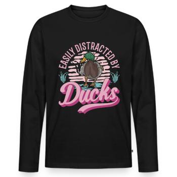 Ducks Gift Duck Breeders - Men's Premium Organic Long Sleeve Shirt - black - Front - Nico (187cm)