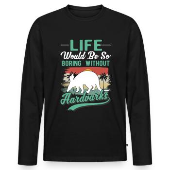 Aardvark Cadeau Aardvark - T-shirt manches longues Premium bio Homme - noir - Devant - Nico (187cm)