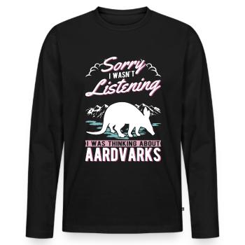 Erdferkel Geschenk Aardvark - Männer Premium Bio Langarmshirt - Schwarz - Vorne - Nico (187cm)