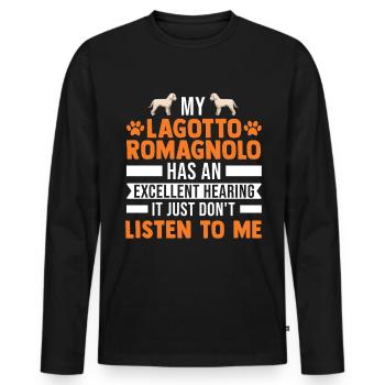 Lagotto Romagnolo Wasserhund - Männer Premium Bio Langarmshirt - Schwarz - Vorne - Nico (187cm)