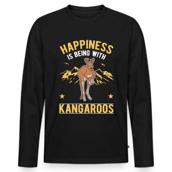 Kangaroo Luck Australian Kangaroo - Men's Premium Organic Long Sleeve Shirt - black - Front - Nico (187cm)