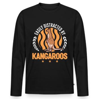 Easily distracted by Kangaroos Kangaroo - Men's Premium Organic Long Sleeve Shirt - black - Front - Nico (187cm)