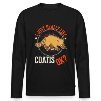 I just like coatis - Men's Premium Organic Long Sleeve Shirt - black - Front - Nico (187cm)