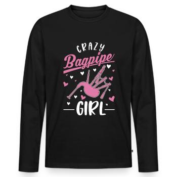 Fille de cornemuse folle - T-shirt manches longues Premium bio Homme - noir - Devant - Nico (187cm)