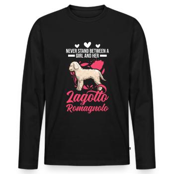 Lagotto Romagnolo Fille Chien d’Eau - T-shirt manches longues Premium bio Homme - noir - Devant - Nico (187cm)