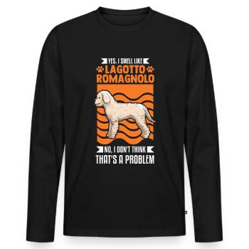 Lagotto Romagnolo odeur chien d’eau - T-shirt manches longues Premium bio Homme - noir - Devant - Nico (187cm)