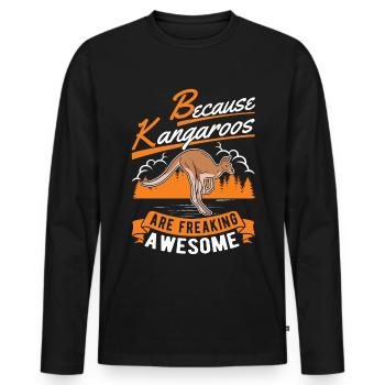 Because Kangaroos are freaking awesome Känguru - Männer Premium Bio Langarmshirt - Schwarz - Vorne - Nico (187cm)