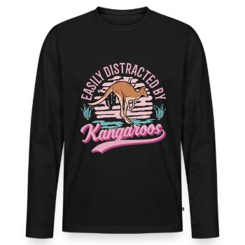 Easily distracted by Kangaroos Kangaroo - Men's Premium Organic Long Sleeve Shirt - black - Front - Nico (187cm)