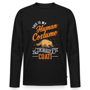 Coati Human Costume Halloween Coati Proboscis Bear - Men's Premium Organic Long Sleeve Shirt - black - Front - Nico (187cm)