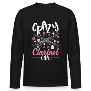 Clarinet Girl Klarinetten Mädchen Klarinettist - Männer Premium Bio Langarmshirt - Schwarz - Vorne - Nico (187cm)