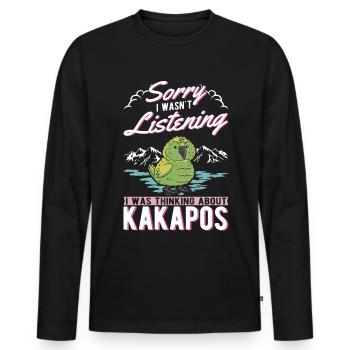Kakapo Bird Night Parrot - Men's Premium Organic Long Sleeve Shirt - black - Front - Nico (187cm)