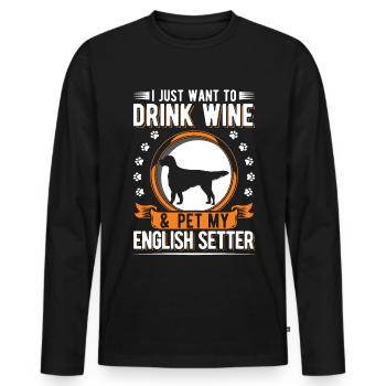 Setter anglais et Wine English Setter - T-shirt manches longues Premium bio Homme - noir - Devant - Nico (187cm)