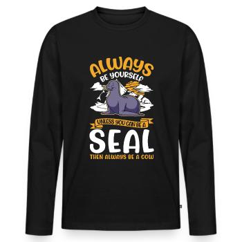 Seal Gift Sea Lion Seal Sea Lion - Men's Premium Organic Long Sleeve Shirt - black - Front - Nico (187cm)