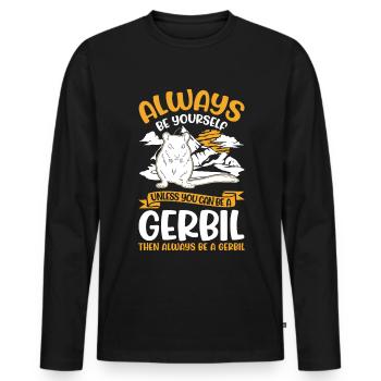 Gerbil Gift Racing Rat Gerbil - Men's Premium Organic Long Sleeve Shirt - black - Front - Nico (187cm)