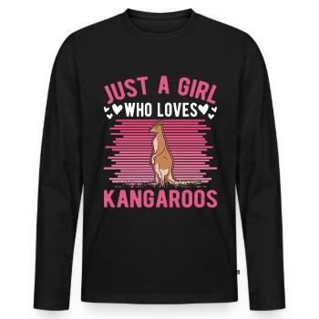 Australian Kangaroo Girl Kangaroo - Men's Premium Organic Long Sleeve Shirt - black - Front - Nico (187cm)