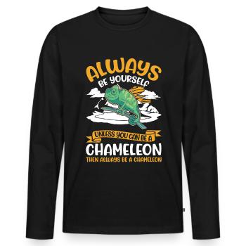 Alawys sois toi-même Chaméléon Chamäleon - T-shirt manches longues Premium bio Homme - noir - Devant - Nico (187cm)