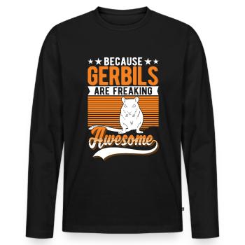 Gerbil Rennratte Rennmaus - Männer Premium Bio Langarmshirt - Schwarz - Vorne - Nico (187cm)