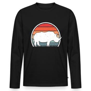 Nashorn Retro Rhino Vintage - Men's Premium Organic Long Sleeve Shirt - black - Front - Nico (187cm)