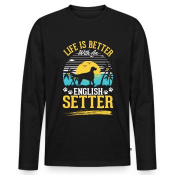 La vie est meilleure avec English Setter - T-shirt manches longues Premium bio Homme - noir - Devant - Nico (187cm)