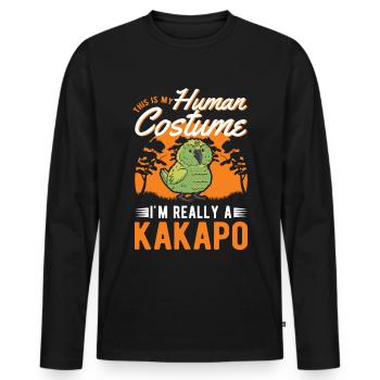 Kakapo Halloween Bird Night Parrot - Men's Premium Organic Long Sleeve Shirt - black - Front - Nico (187cm)