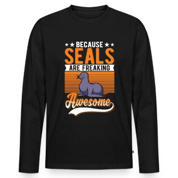 Cadeau de phoque Phoque Lion de mer - T-shirt manches longues Premium bio Homme - noir - Devant - Nico (187cm)