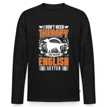 Setter Anglais Thérapie Setter Anglais - T-shirt manches longues Premium bio Homme - noir - Devant - Nico (187cm)