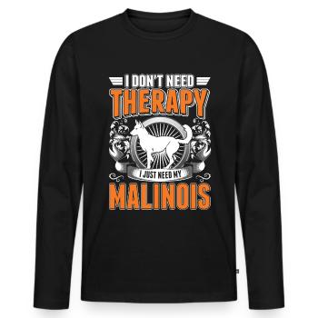 Malinois Therapy Belgian Shepherd Dog - Men's Premium Organic Long Sleeve Shirt - black - Front - Nico (187cm)