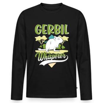 Gerbil Whisperer Racing Rat Gift Gerbil - Men's Premium Organic Long Sleeve Shirt - black - Front - Nico (187cm)